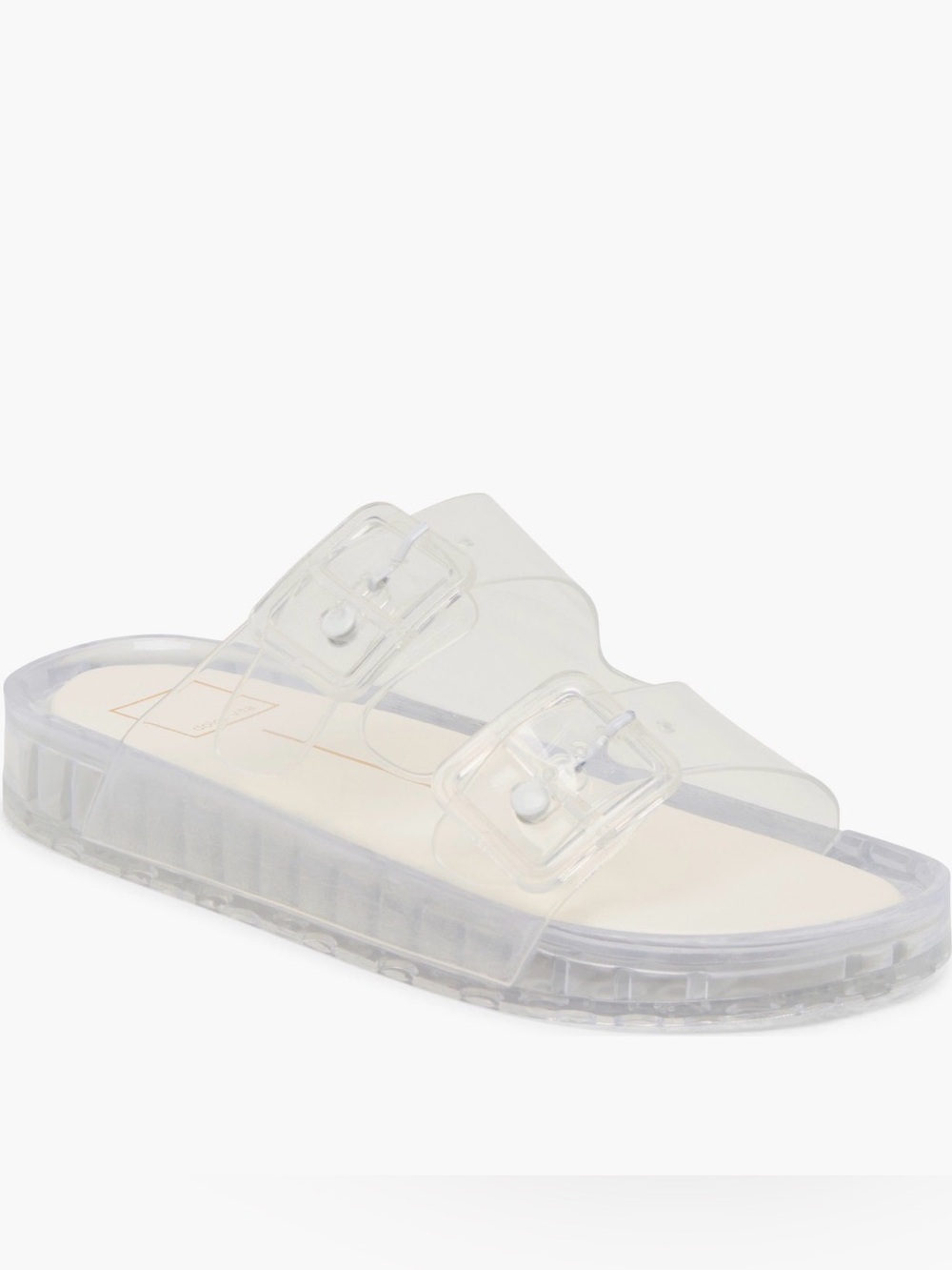 Dolce Vita Julio Double-Buckle Jelly Slide Sandal in Clear, Size 6